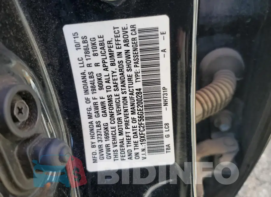 19XFC2F56GE200284 Photo# 13
