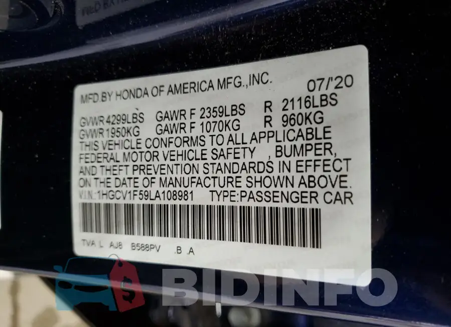 1HGCV1F59LA108981 Photo# 12
