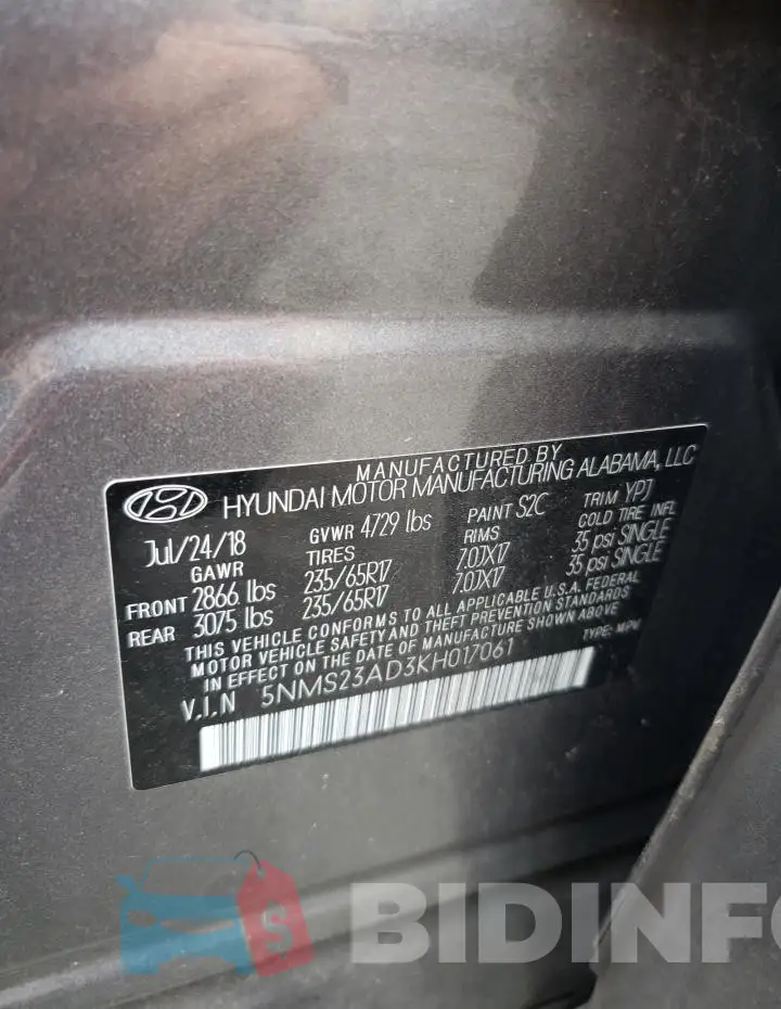 5NMS23AD3KH017061 Photo# 12