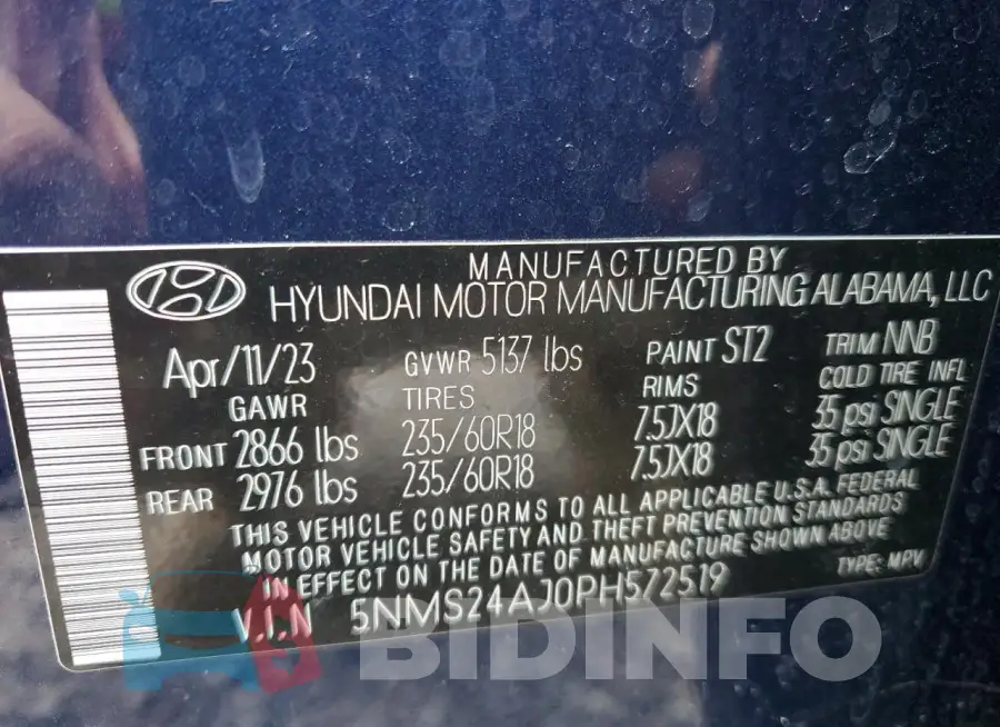 5NMS24AJ0PH572519 Photo# 14