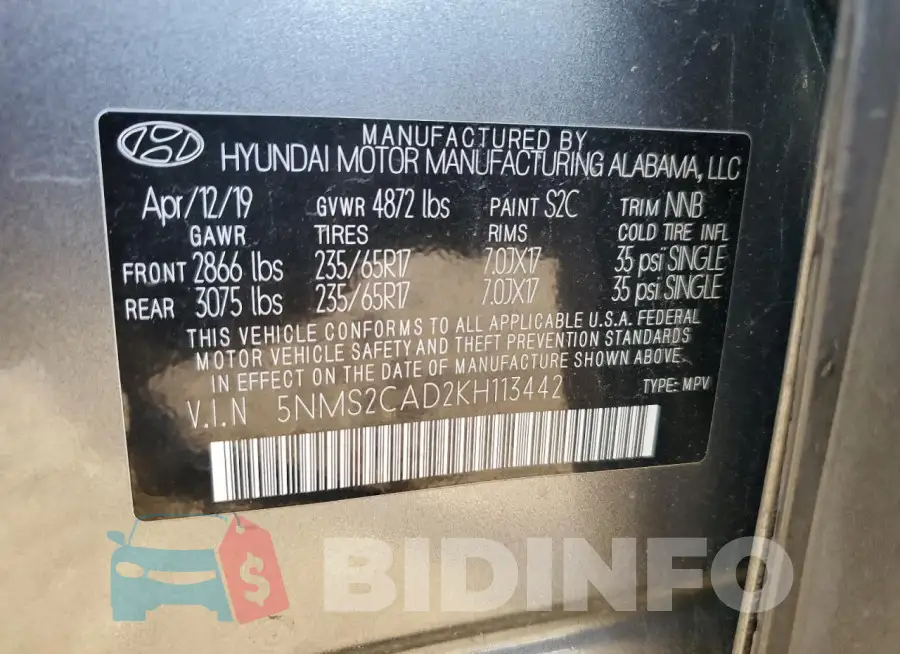 5NMS2CAD2KH113442 Photo# 13