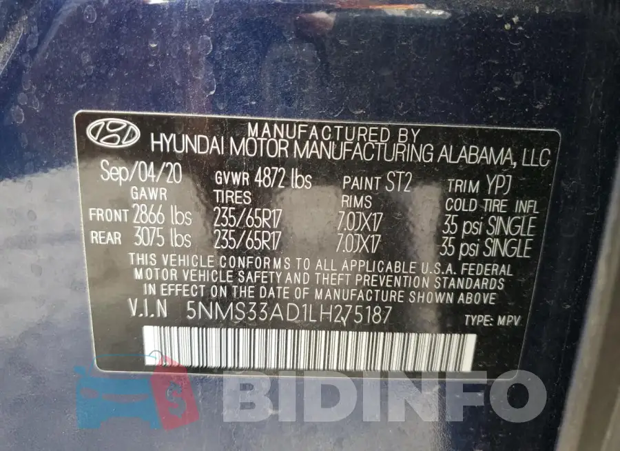 5NMS33AD1LH275187 Photo# 14