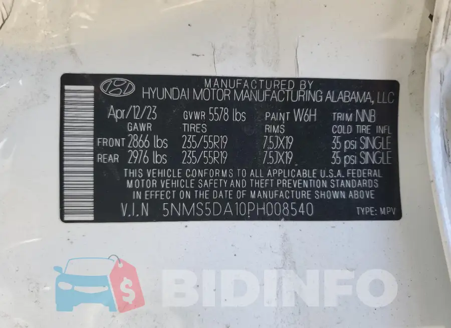5NMS5DA10PH008540 Photo# 13