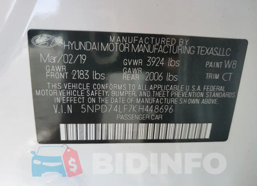 5NPD74LF7KH448696 Photo# 12