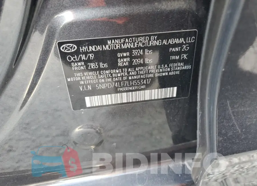 5NPD74LF7LH553417 Photo# 12