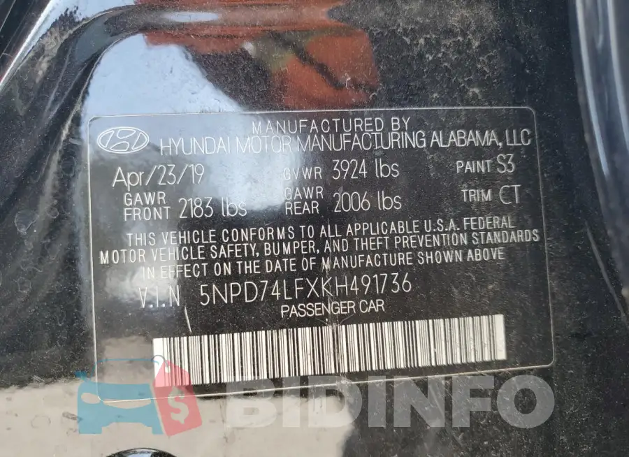 5NPD74LFXKH491736 Photo# 12