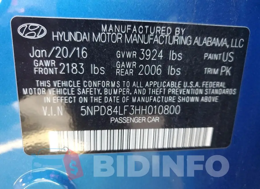 5NPD84LF3HH010800 Photo# 12