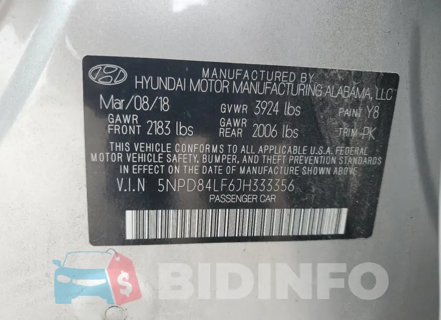 5NPD84LF6JH333356 Photo# 12