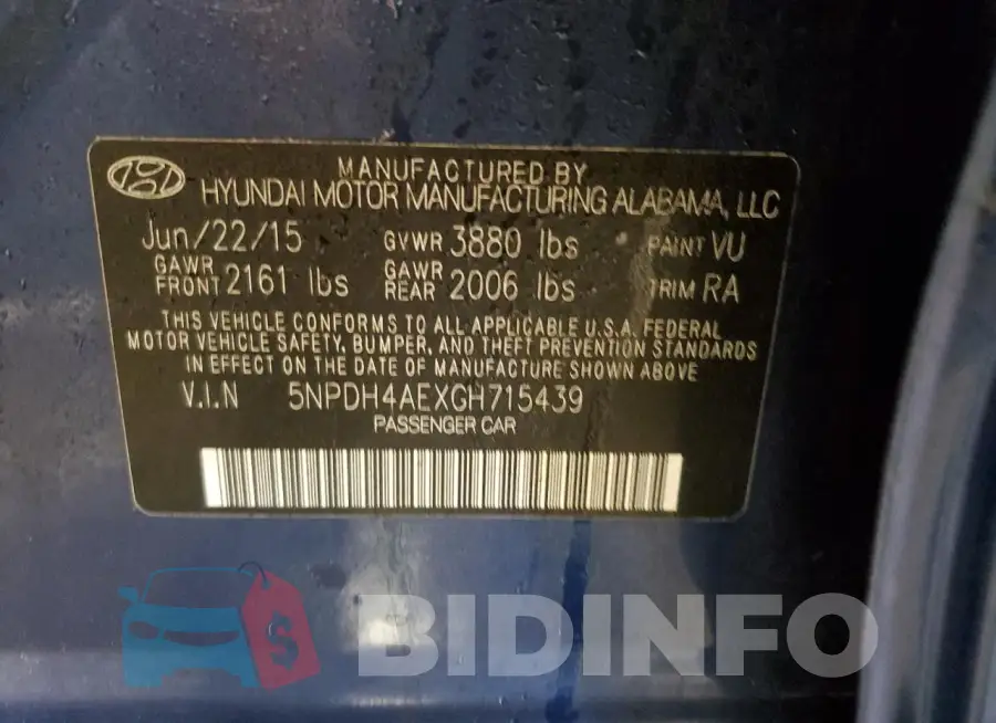 5NPDH4AEXGH715439 Photo# 12