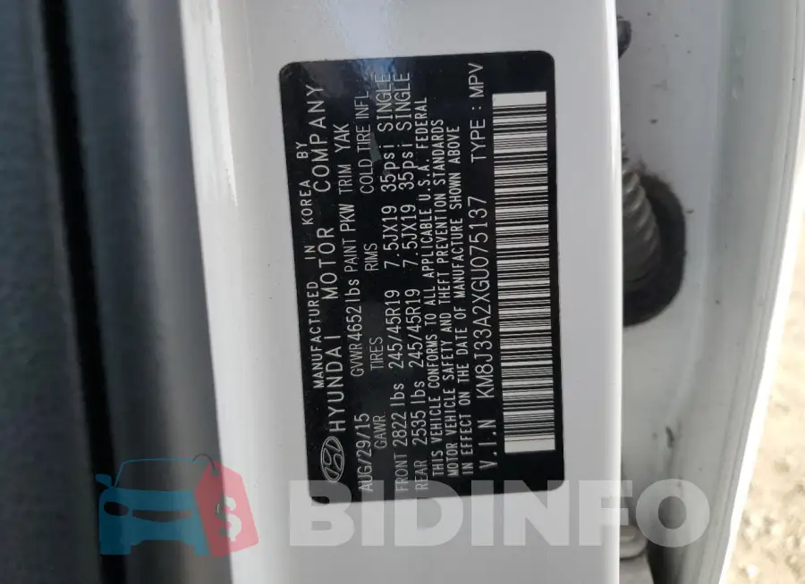 KM8J33A2XGU075137 Photo# 13