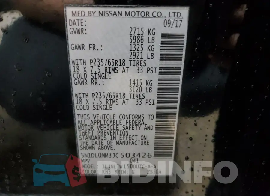 5N1DL0MM3JC503426 Photo# 13