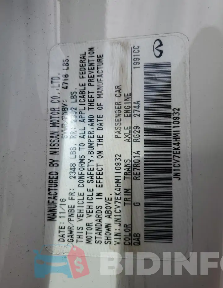 JN1CV7EK4HM110932 Photo# 13