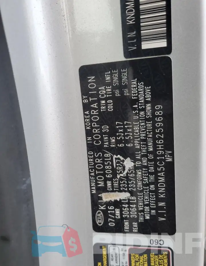 KNDMA5C19H6259689 Photo# 13