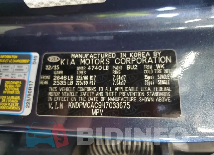 KNDPMCAC9H7033675 Photo# 13