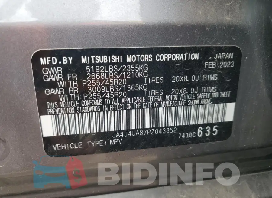 JA4J4UA87PZ043352 Photo# 14