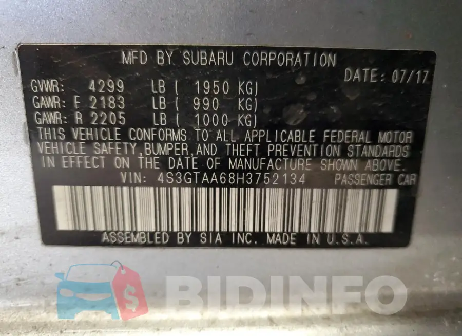4S3GTAA68H3752134 Photo# 12