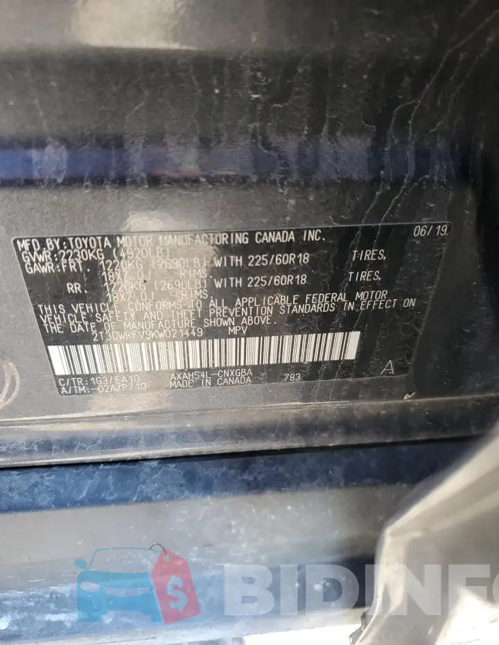 2T3DWRFV9KW021449 Photo# 13