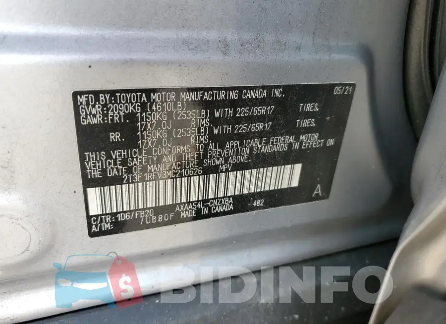 2T3F1RFV3MC210626 Photo# 13