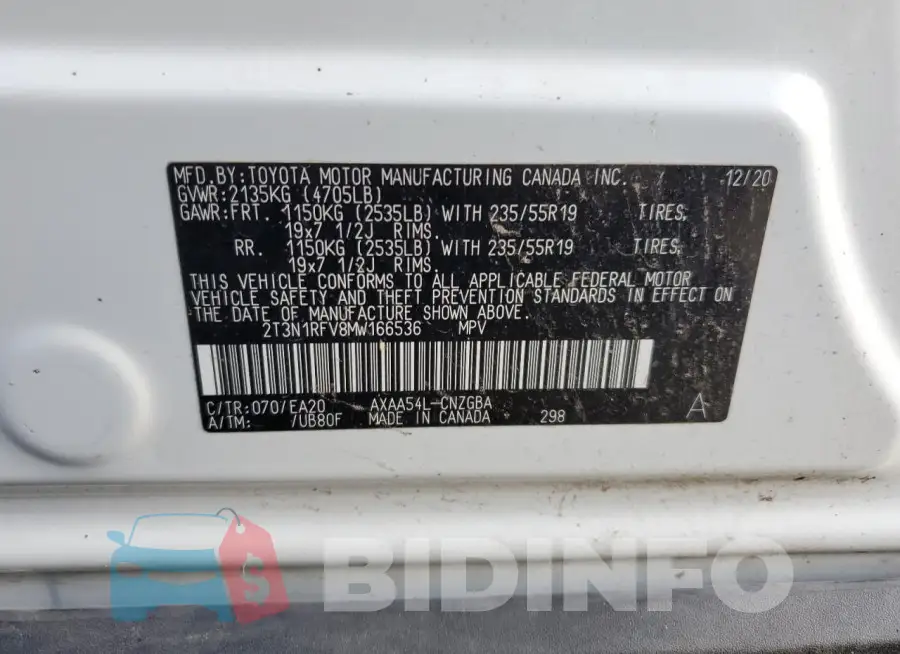 2T3N1RFV8MW166536 Photo# 13