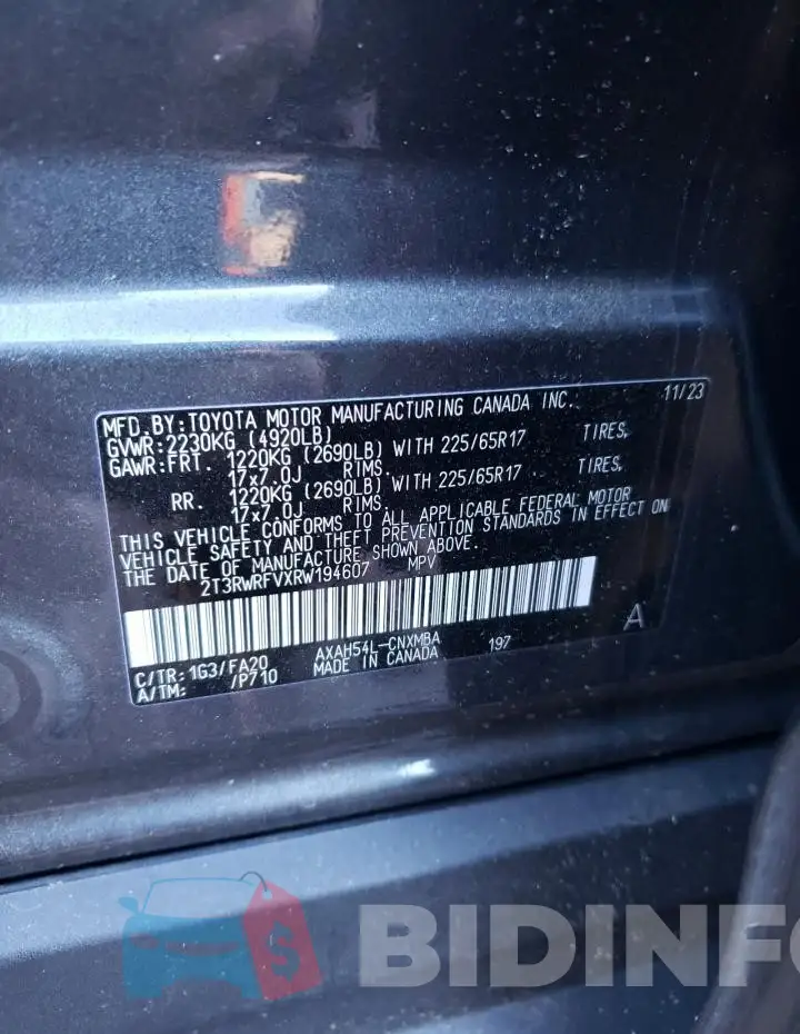 2T3RWRFVXRW194607 Photo# 14