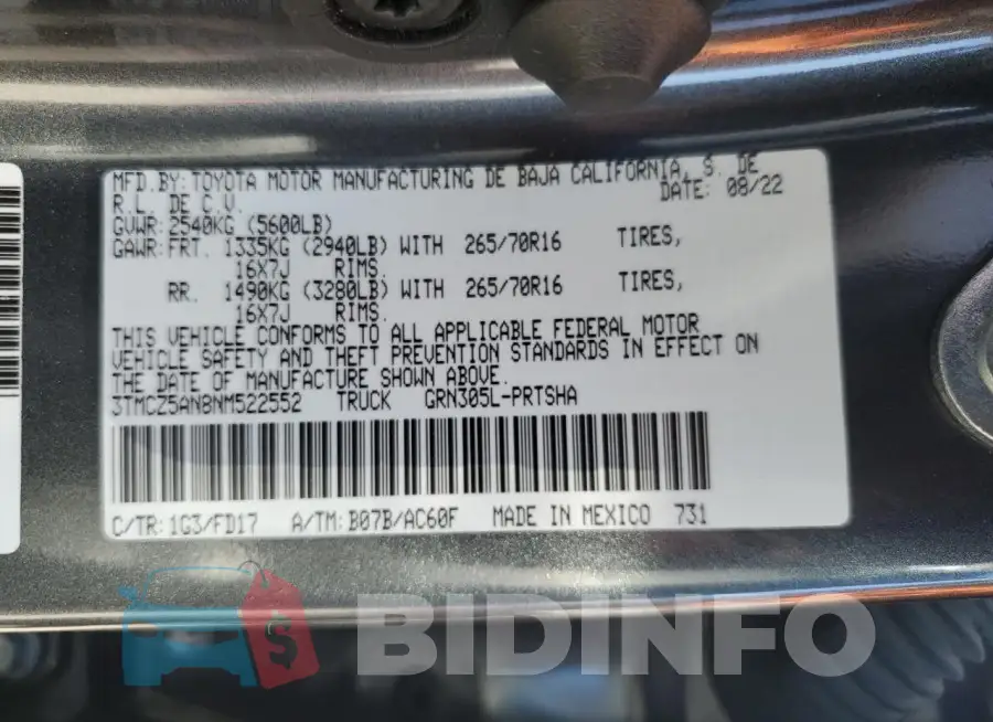 3TMCZ5AN8NM522552 Photo# 12