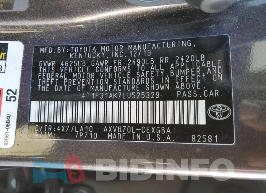 4T1F31AK7LU525329 Photo# 13