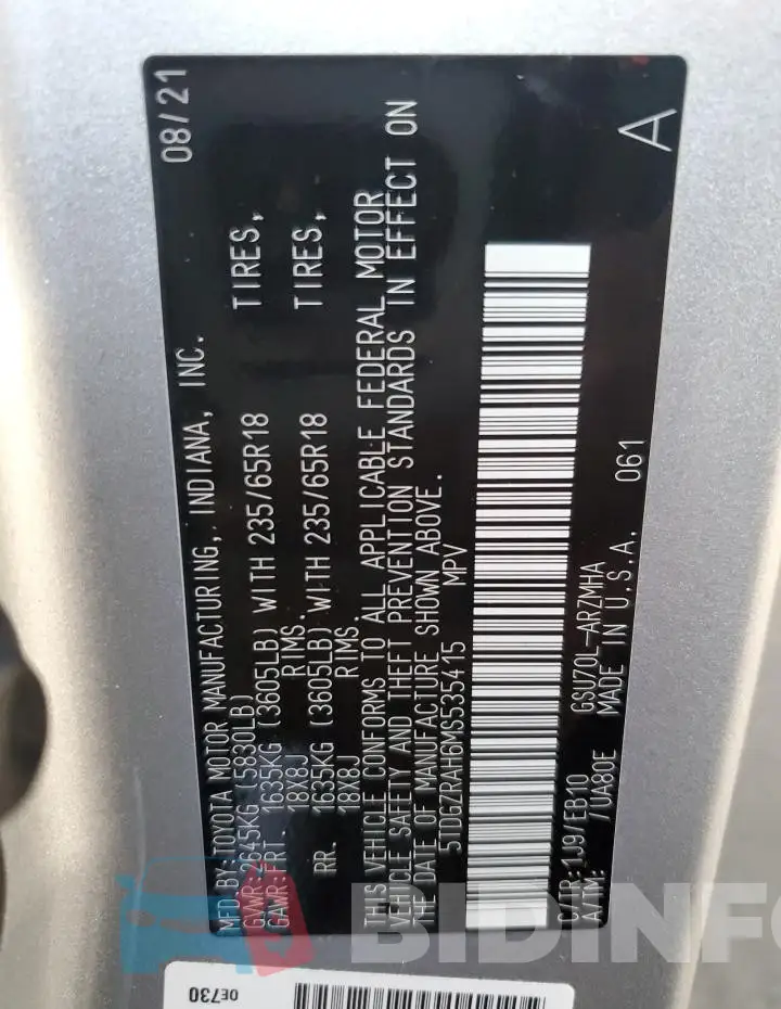 5TDGZRAH6MS535415 Photo# 13