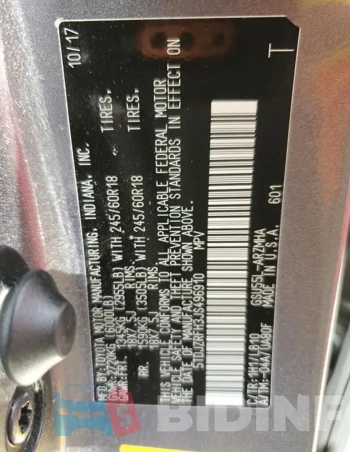 5TDJZRFH3JS496910 Photo# 13
