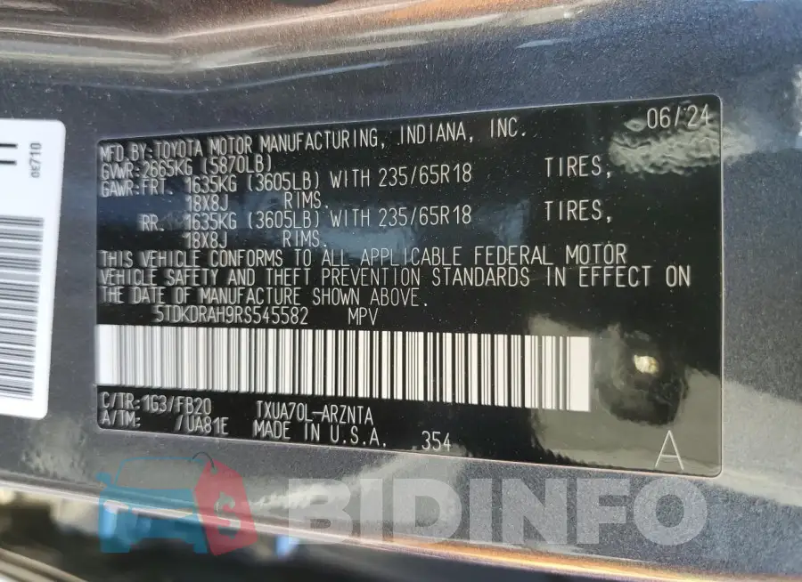 5TDKDRAH9RS545582 Photo# 13
