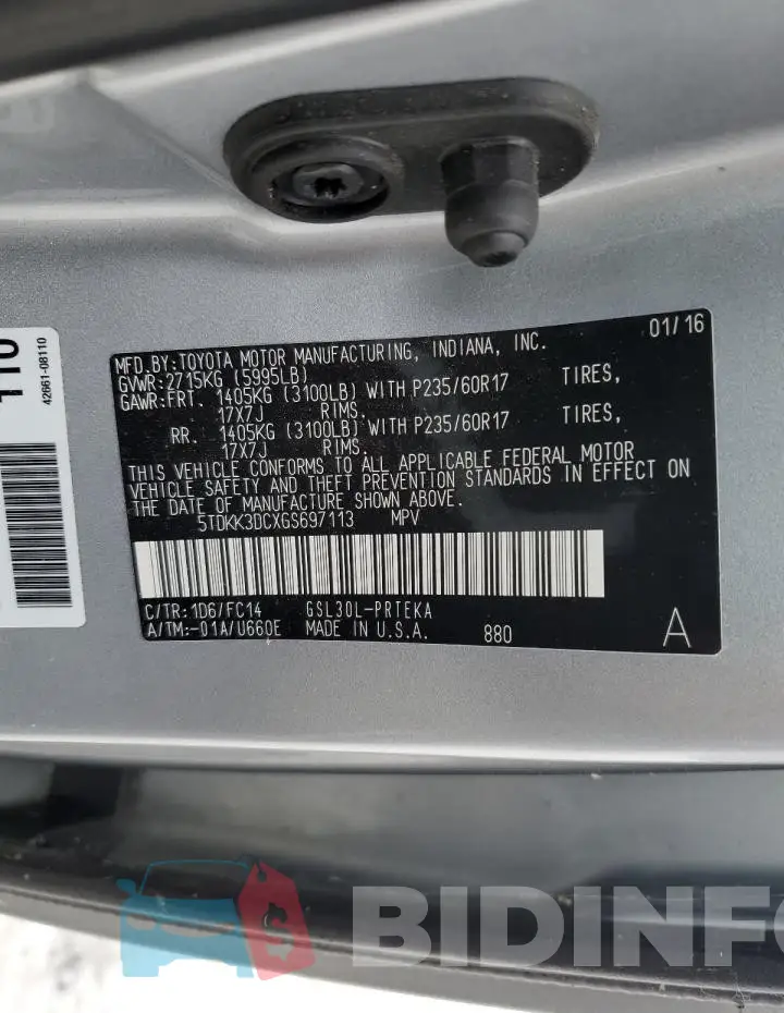 5TDKK3DCXGS697113 Photo# 14