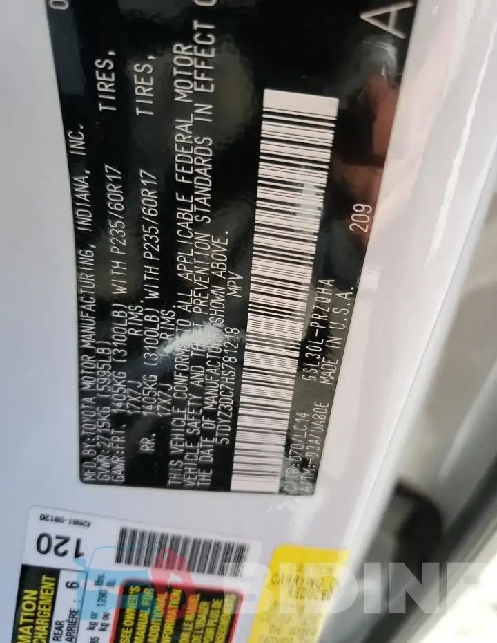 5TDYZ3DC7HS781218 Photo# 13