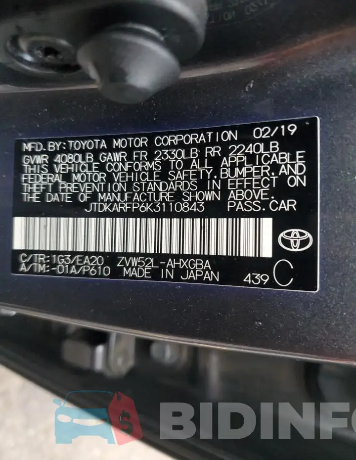 JTDKARFP6K3110843 Photo# 13
