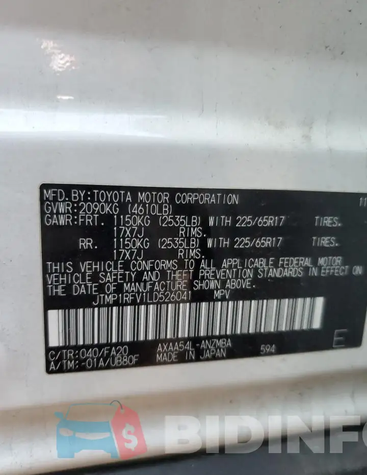 JTMP1RFV1LD526041 Photo# 13