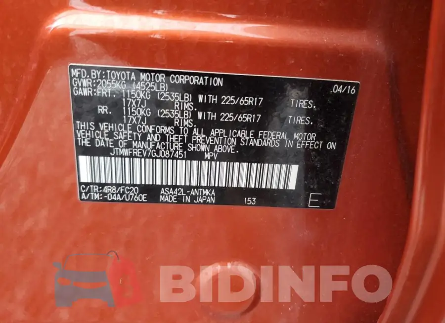 JTMWFREV7GJ087451 Photo# 13
