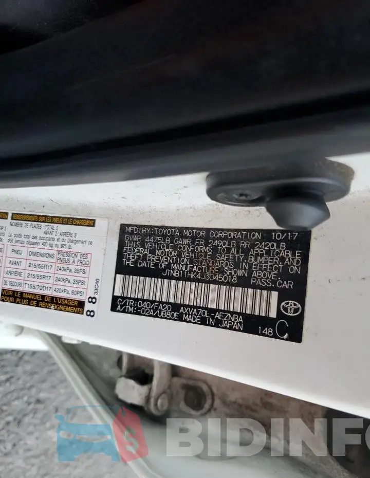 JTNB11HK4J3045018 Photo# 12