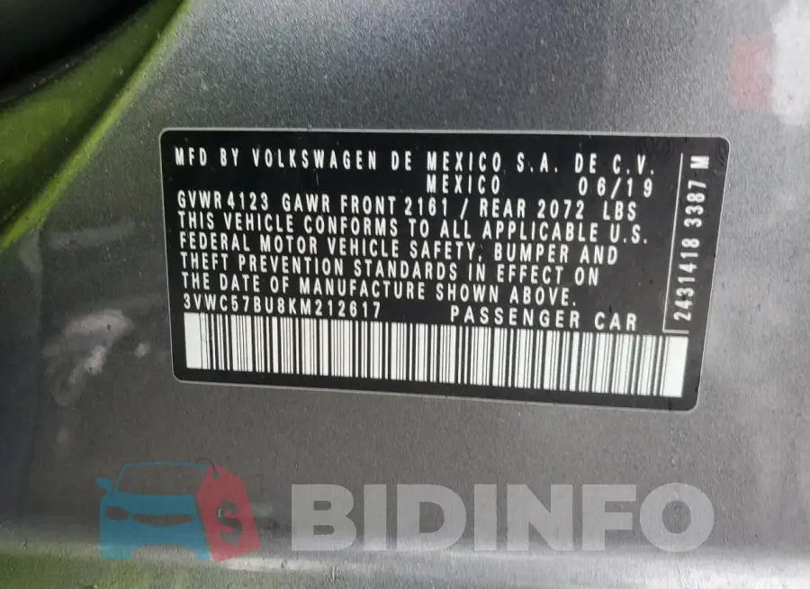3VWC57BU8KM212617 Photo# 12