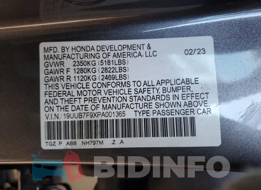 19UUB7F9XPA001365 Photo# 12