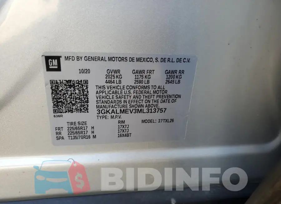 3GKALMEV3ML313757 Photo# 13