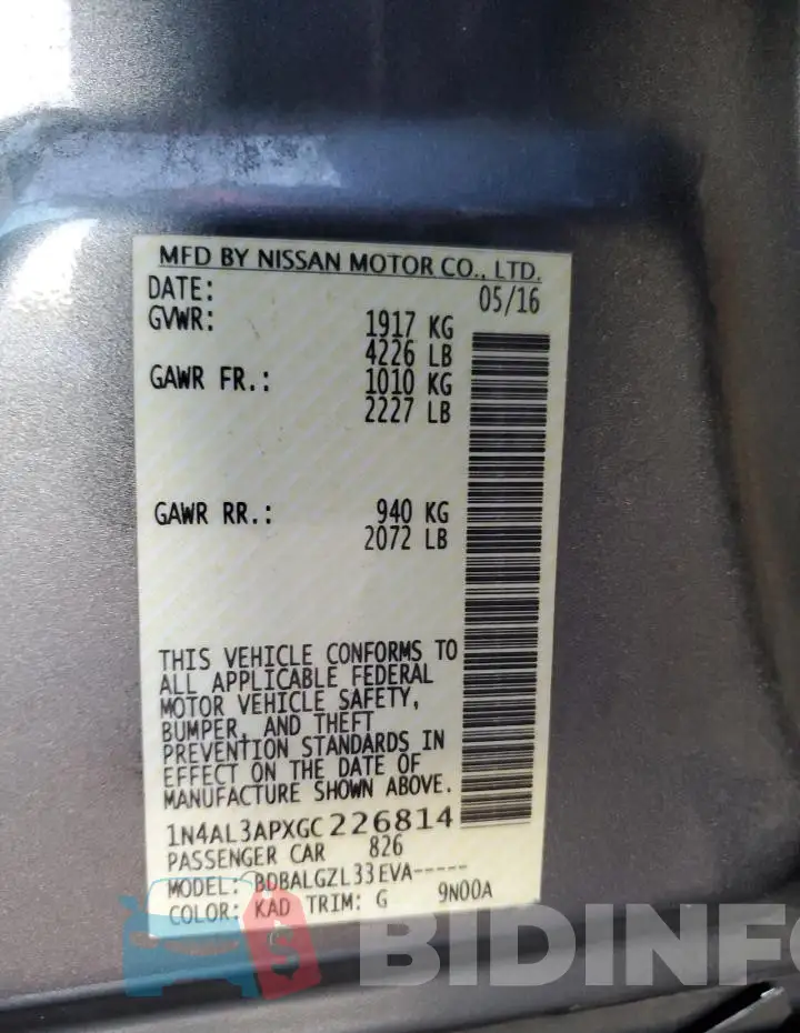 1N4AL3APXGC226814 Photo# 12