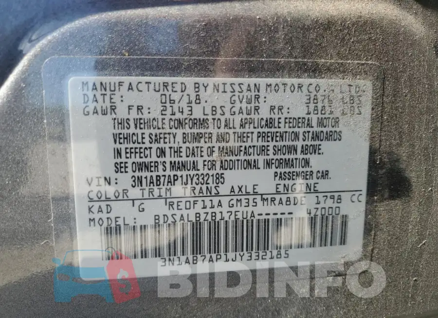 3N1AB7AP1JY332185 Photo# 13