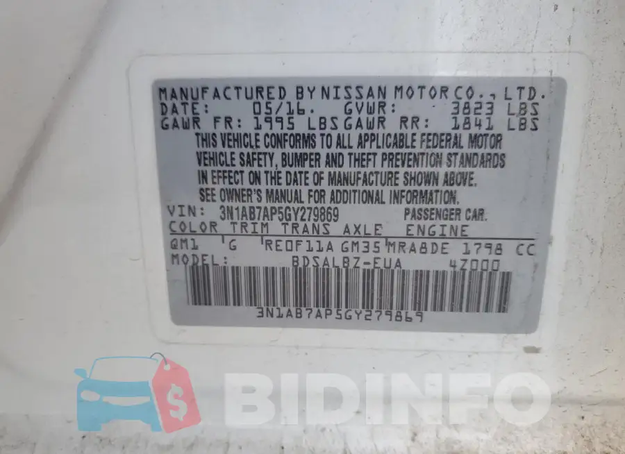 3N1AB7AP5GY279869 Photo# 12