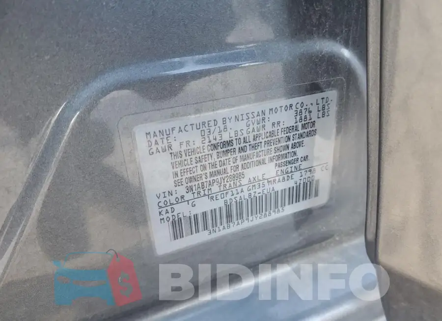 3N1AB7AP9JY288985 Photo# 12