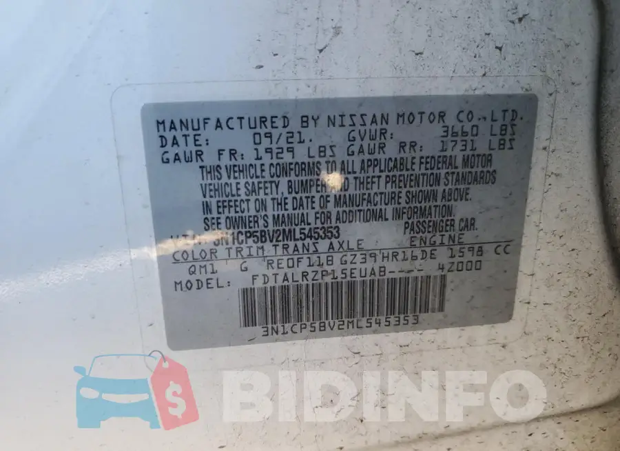 3N1CP5BV2ML545353 Photo# 13