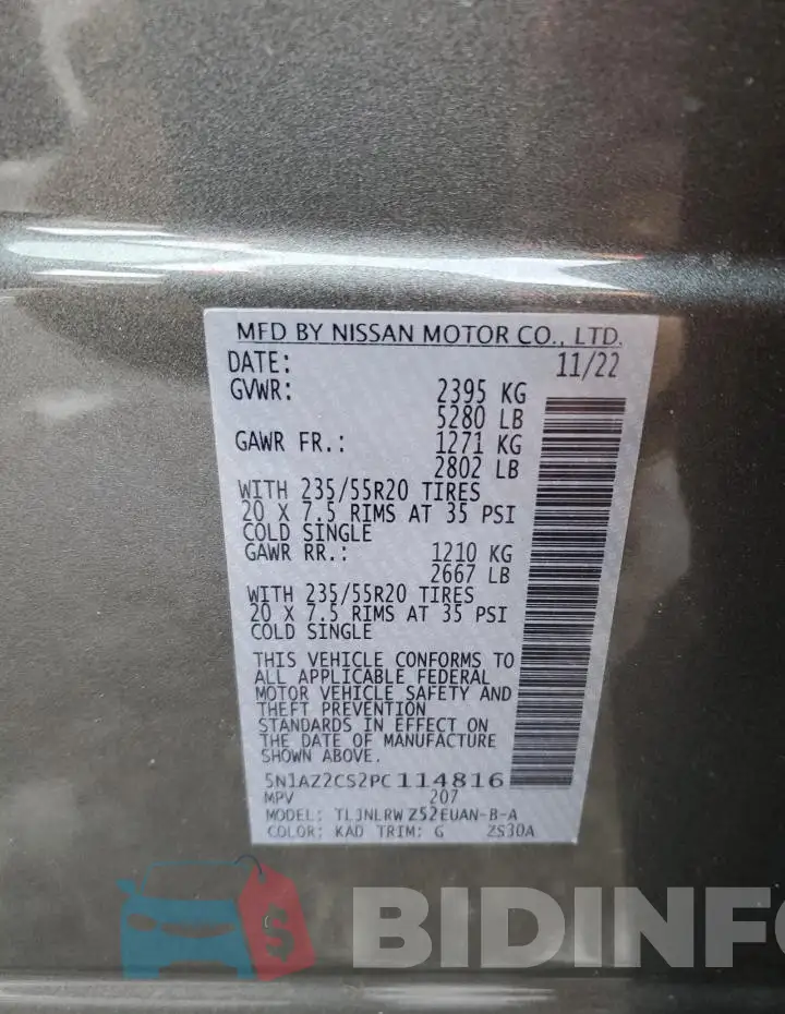 5N1AZ2CS2PC114816 Photo# 13