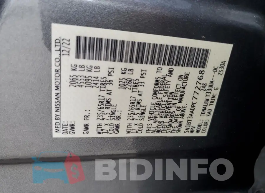5N1BT3AA0PC772768 Photo# 14