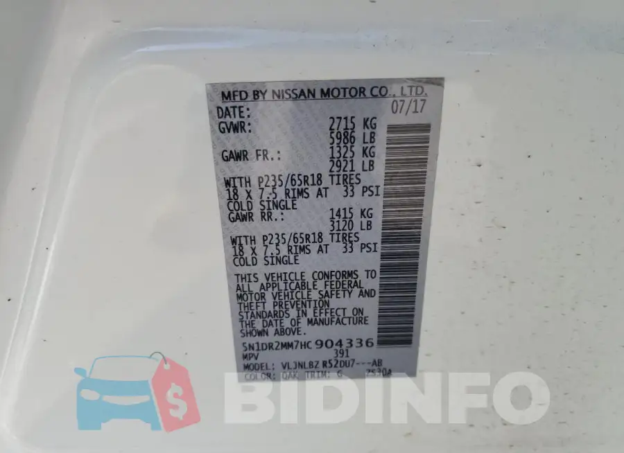 5N1DR2MM7HC904336 Photo# 14