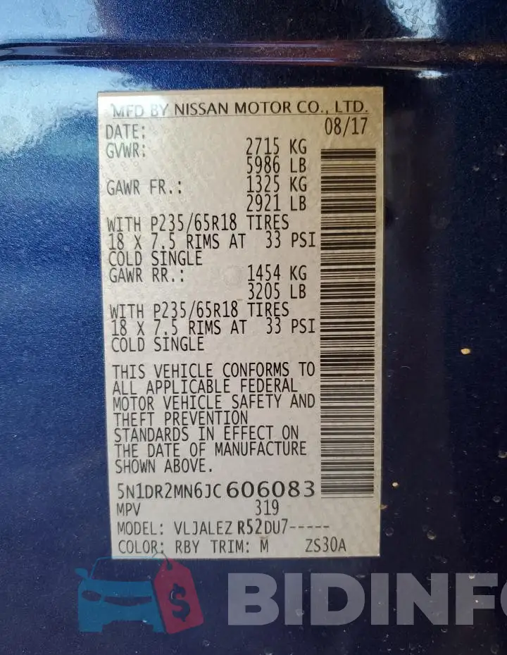 5N1DR2MN6JC606083 Photo# 13