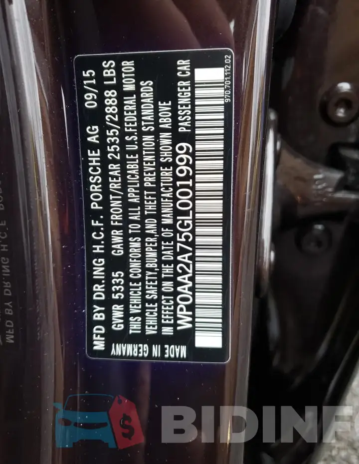 WP0AA2A75GL001999 Photo# 12