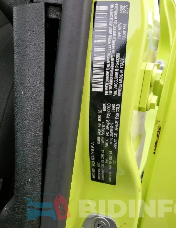 ZACCJBBB1HPG43208 Photo# 13