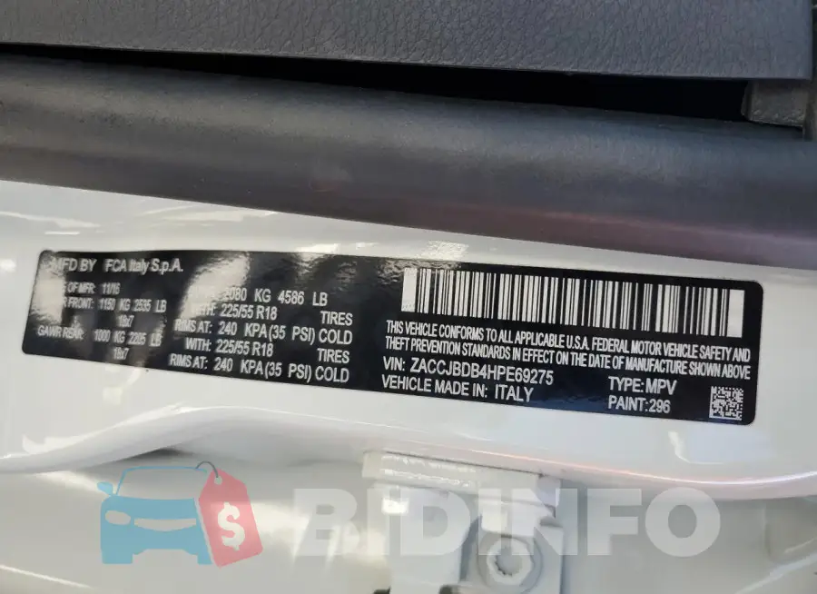 ZACCJBDB4HPE69275 Photo# 12
